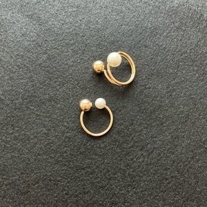 GAP Outlet Rings Pearl Gold Toned Two for One Jewelry Size 9 NWOT